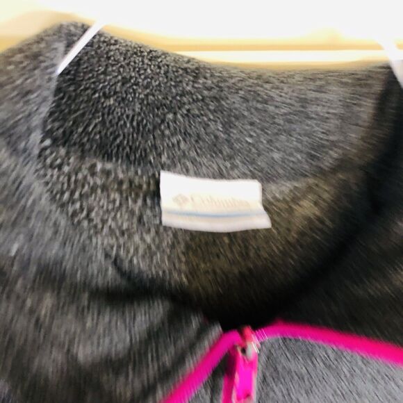 Columbia Womens Fleece Jacket Small Gray Pink Lightwieght Full Zip Cinch Waist - Picture 4 of 6